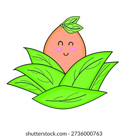 Cute pink animated illustration of Si Ila with a leaf featuring a cheerful cartoon-style character. Soft colors and natural elements create a sweet, warm, and playful mood, perfect for kids content, creative design, and digital media
