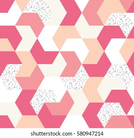 Cute pink arrow seamless pattern. Endless background with geometric shapes. Mosaic texture, wallpaper, wrap. Vector.