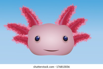 Cute pink axolotl