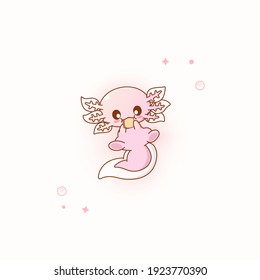 Cute pink axolotl vector illustration