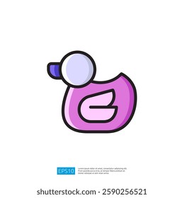 Cute Pink Baby Care Duck Icon On White Background With Simple Design And Smooth Lines Style Illustration For Baby Products Or Children's Room Decor Design Concepts Or Social Media