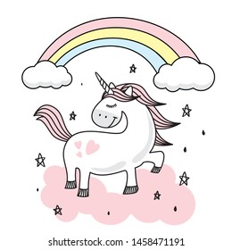 Cute Pink Baby Unicorn Doodle Sketch - Pony Cartoon Illustration Character Vector Graphic Designs for textile fashion pattern decorative decoration motif ornament fashionable other