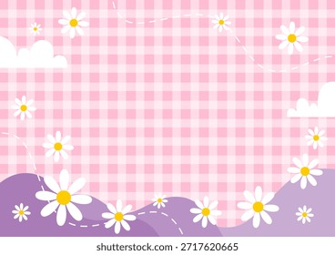 fundo rosa bonito com flor e nuvens