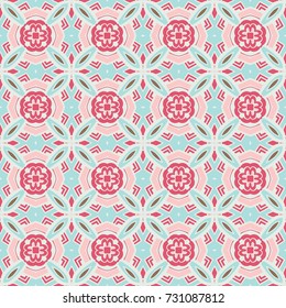 cute pink background with geometric tiles. vector pattern ornamental print