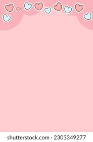 Cute pink background with hearts