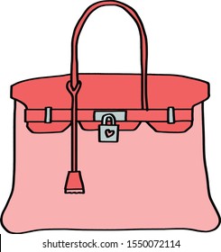 cute pink bag fashion hand drawn illustration