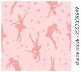 Cute pink ballerina ballet cloud background pattern