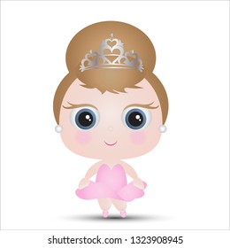 Cute Pink Ballerina Cartoon Character Vector Illustration