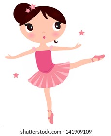 Cute Pink ballerina girl isolated on white