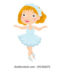 Cute Pink ballerina girl isolated on white