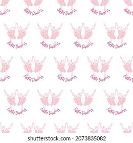 Cute Pink Ballerina Vector Graphic Silhouette Art Seamless Pattern can be use for background and apparel design
