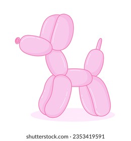 Cute pink balloon dog. Girly cartoon style. Nostalgia Y2K.