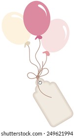 Cute pink balloons with label tag