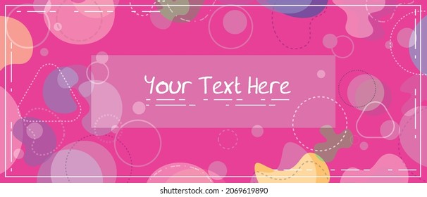 Cute Pink Banner Template Colorful Random Shapes Abstract Add Your Own Text. Vector Creative Colorful Geometric Abstract Background Vector Banner Template for Graphic Design. Holiday, Fun or Education