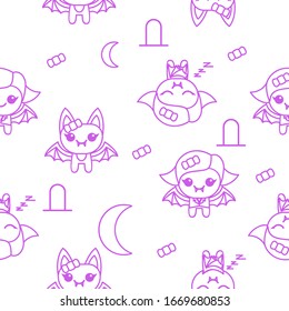 cute pink bat seamless pattern design
