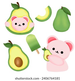 cute pink bear with avocado