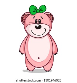 cute pink bear cub on white background