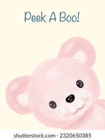Oso Rosa Aislado. Pintura de acuarela dibujada a mano. Ilustración De Vectores Para Su Diseño.