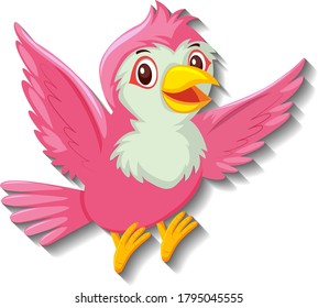 Cute Pink Bird Cartoon Character Illustration Stock Vector (Royalty ...