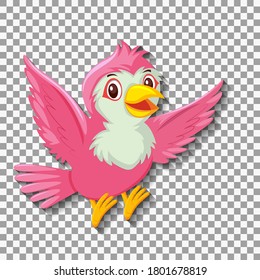 Cute pink bird cartoon character illustration