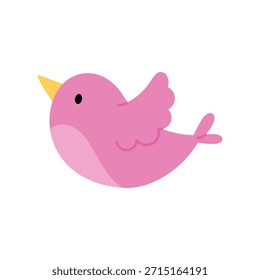 Netter rosa Vogel. Flache Vektorgrafik.