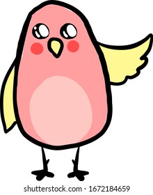 rosafarbener Vogel, Illustration, Vektorillustration auf weißem Hintergrund.