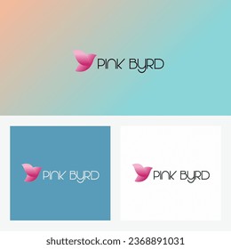 Diseño de logotipo de pájaro rosado