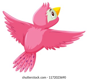 A cute pink bird on white background illustration