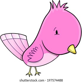 Cute Pink Bird Vector Illustration Art Stock Vector (Royalty Free ...