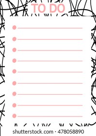 cute pink black vector printable to do list