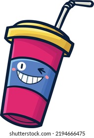 Cute pink blue beverage cartoon character