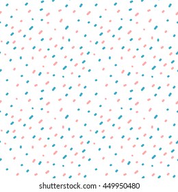 Cute Pink Blue Confetti On White Background Seamless Vector Pattern Illustration

