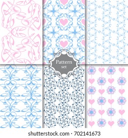 Cute Pink and blue Patterns.Texture for paper or scrap booking. Decorative ornament for fabric, textile, wrapping paper.
