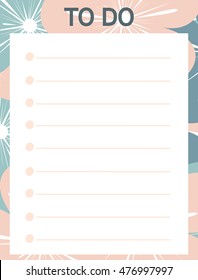 cute pink blue vector printable to do list with flowers