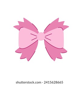 Cute pink bow hair clip. Hair accessories. Vector illustration.