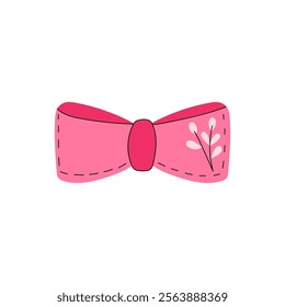 A cute pink bow illustration with a playful design, perfect for feminine decor or gifts.