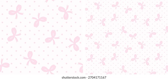 Lindo patrón sin costuras de lunares de lazo rosa