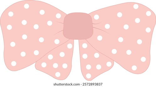 Cute pink bow with polka dots digital art whimsical style bright background