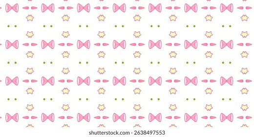 Cute Pink Bow and Star Seamless Pattern – Pastel Kids Design