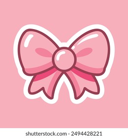 Pegatina de lazo rosa lindo. Ilustración vectorial
