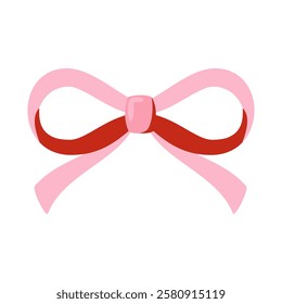 A cute pink bow vector on white background.