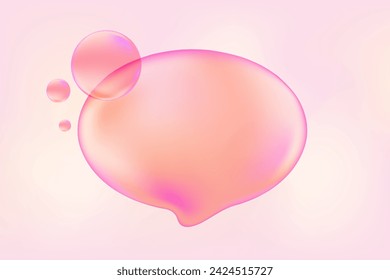 Cute forma de diálogo de burbuja rosa con textura brillante. burbuja de comunicación 3D brillante. Elemento de diseño aislado para presentación, marketing en redes sociales, diseño web, póster, flyer.