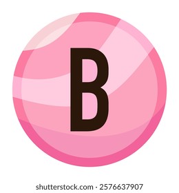 Cute Pink Bubble Letter ‘B’ Vector Icon for Valentine’s Day, Featuring Adorable Pastel Colors for Typography Designs, Digital Art, and Romantic Projects