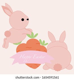cute pink bunnies and carrots, vector illustration,perfect to use on the web or in print