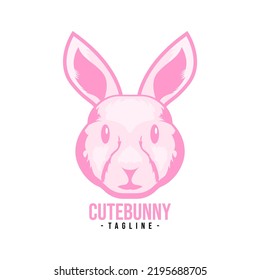 Cute Pink Bunny Logo Design Stock Vector (Royalty Free) 2195688705 ...