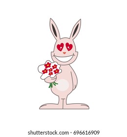 Cute pink bunny in love