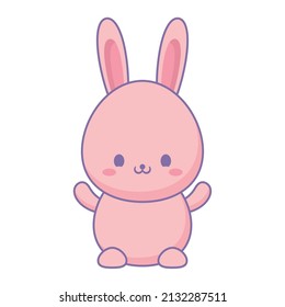 cute pink bunny over white