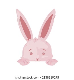 cute pink bunny over white