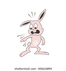 Cute pink bunny scared
