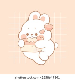 Cute pink bunny valentine's day kawaii animal 

